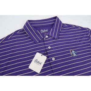 Oxford America Men's‎ Medium Purple Striped Performance Golf Polo Shirt New